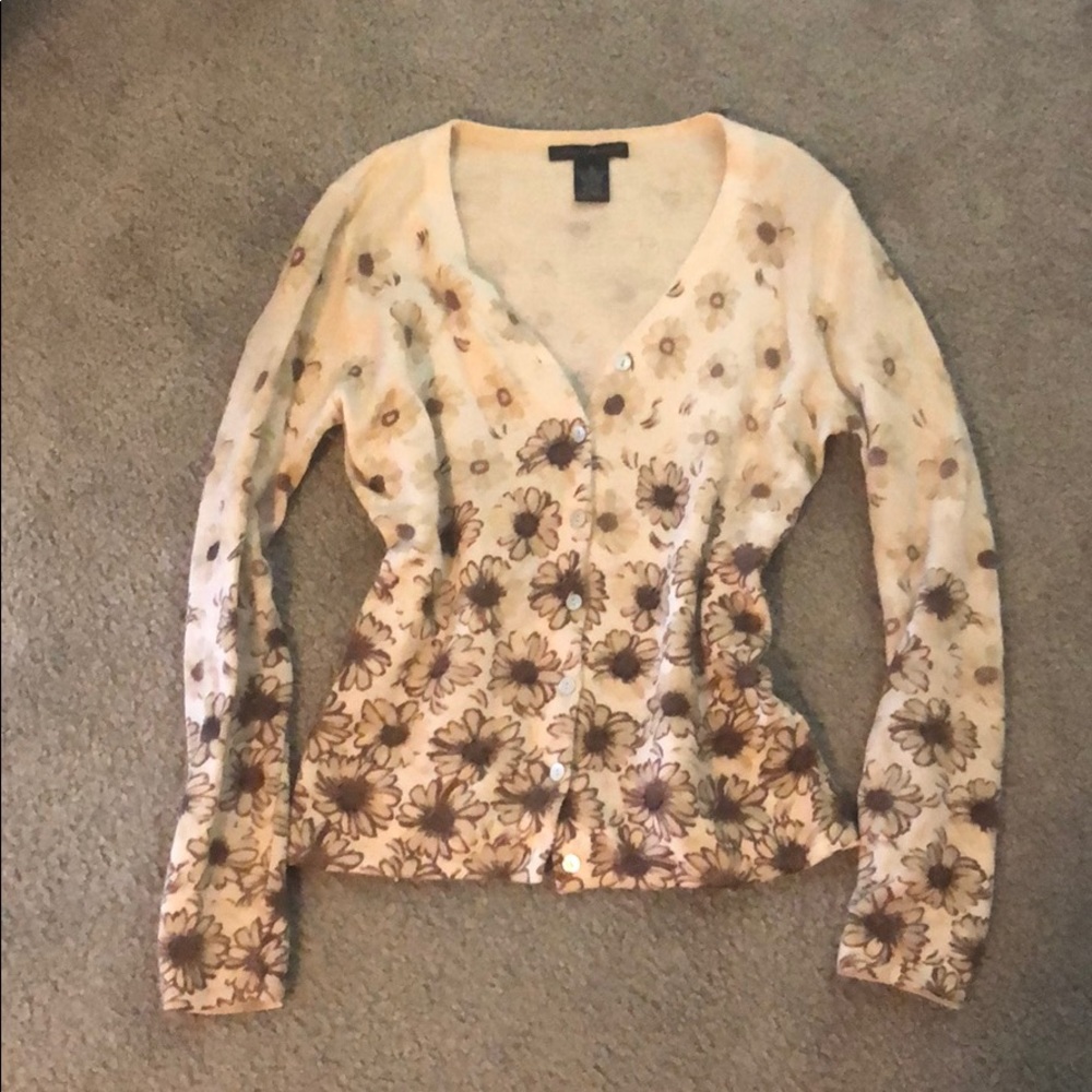Brown flowery cardigan